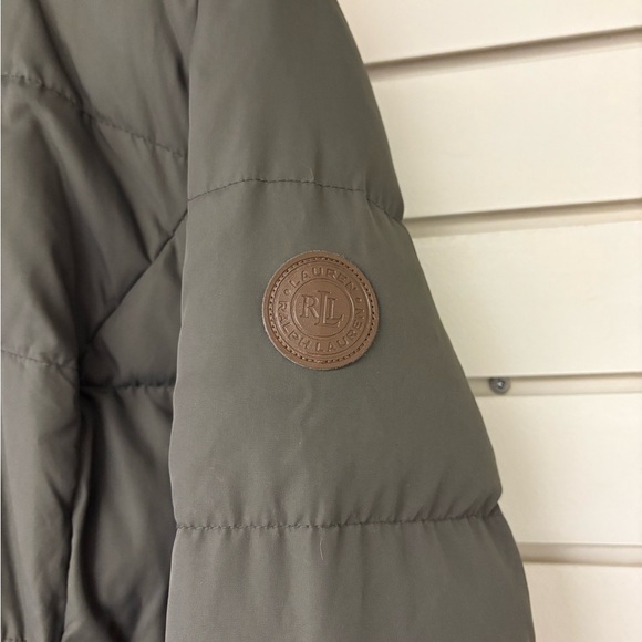 Ralph Lauren Long Down Parka Jacket Women’s Small Fleece Winter Grey Green Coat - Picture 4 of 10